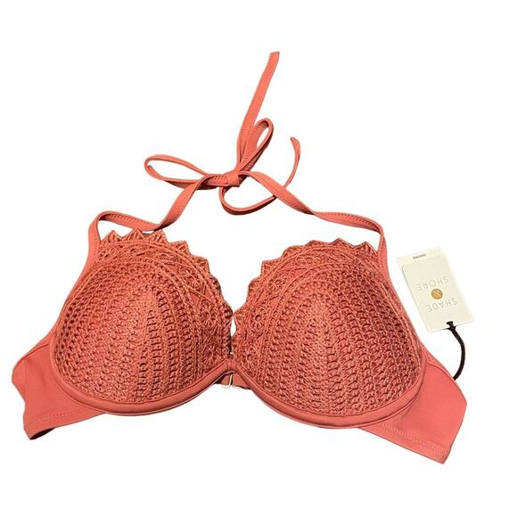 NWT Shade & Shore Rose Color Crochet Swim Top - Picture 1 of 8